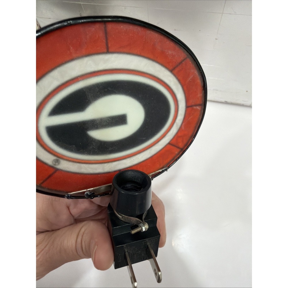 Georgia Bulldogs Night Light Stained Art Glass SEC Football 5x5 Inch - Picture 2 of 3